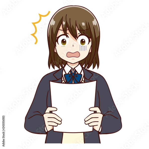 Obraz 女子　学生　テスト返却　がっかり