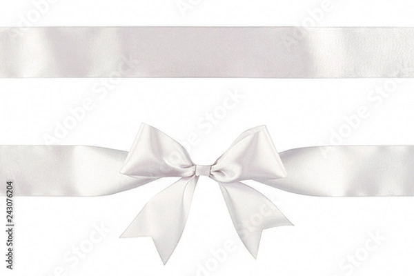 Obraz White ribbon bow isolated on white background