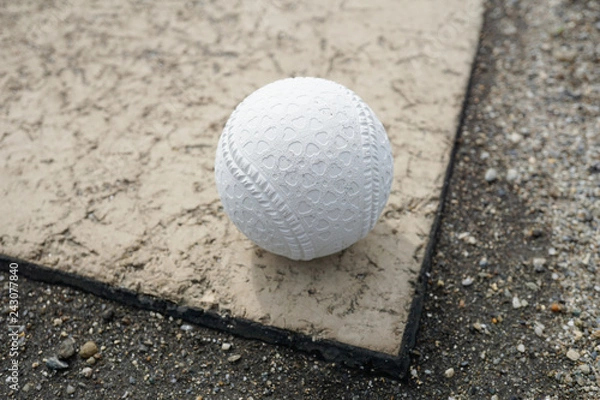 Fototapeta ホームベースと軟式ボール