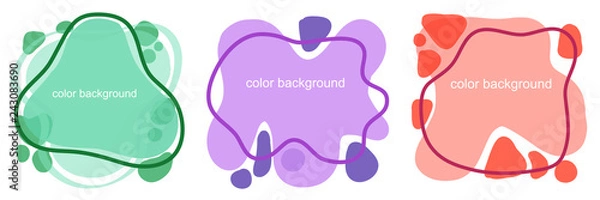 Fototapeta Set of modern abstract banners. Flat geometric shapes from a liquid of different colors in the style of a flat design