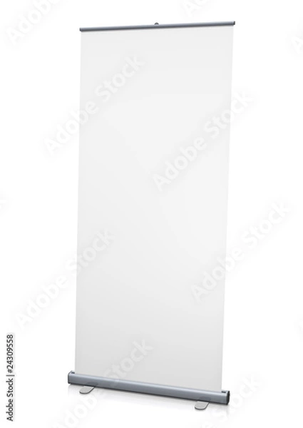 Obraz Blank 'roll-up' display. 3D rendered image.