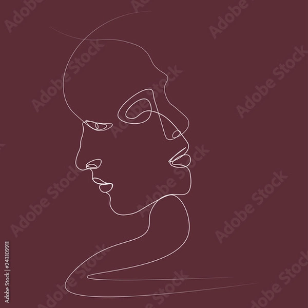 Fototapeta Abstract face one line