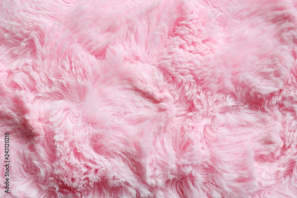 Obraz Pink fur background. Surface wool texture. Copy space for your text