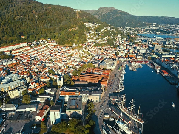 Obraz ベルゲンの港湾の街並み