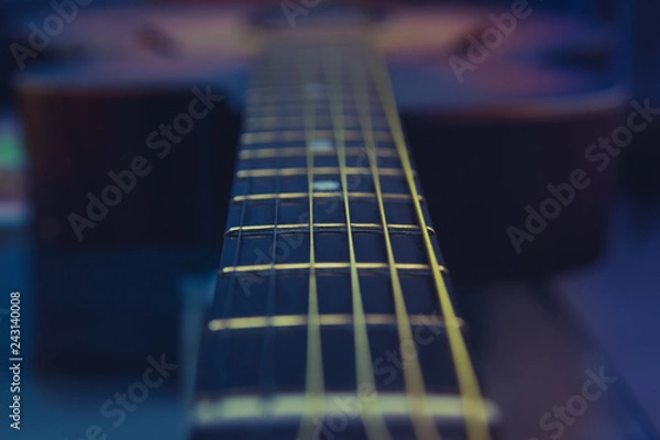 Obraz Guitar neck, strings, frets.