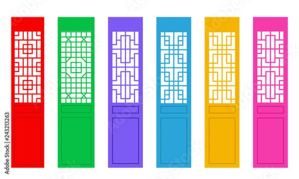Fototapeta Rectangle Chinese door with pattern , vector