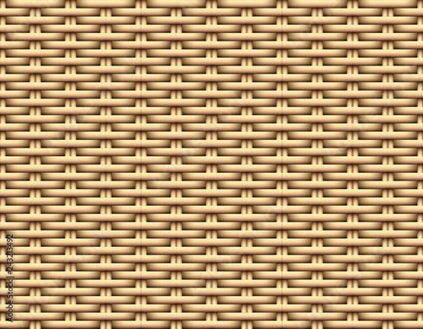 Fototapeta Seamless 3D Brown Rattan pattern, vector art