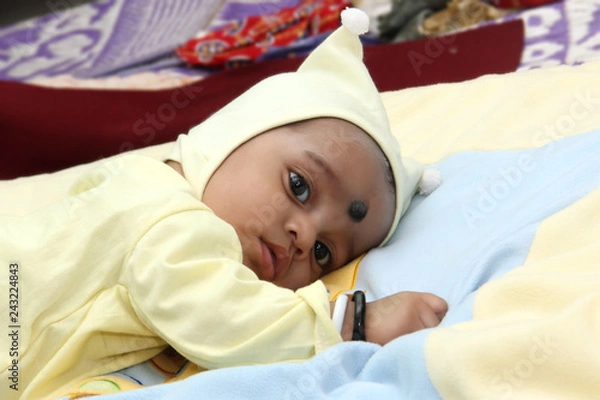 Obraz small cute boy baby closeup 