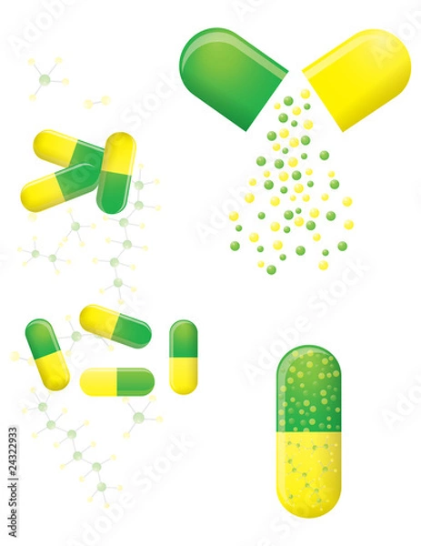 Obraz Green and yellow pills
