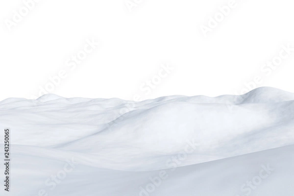 Fototapeta White snowy field isolated on white