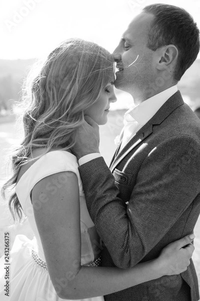 Obraz Wedding couple. Pretty bride and stylish groom.