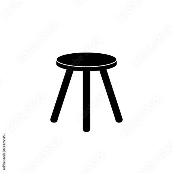 Obraz Wooden stool, chair vector icon.