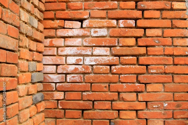 Fototapeta debris red brick wall