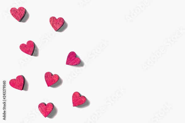 Obraz Isolated pink hearts on white background