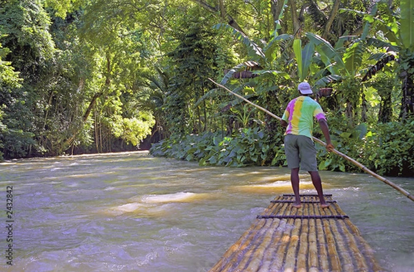 Obraz man on river raft jamaica