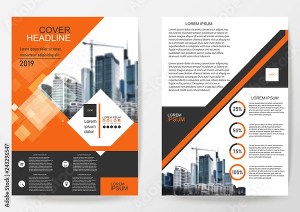 Fototapeta Business Brochure. Flyer Design. Leaflets a4 Template. Cover Book and Magazine. Annual Report Vector illustration V2