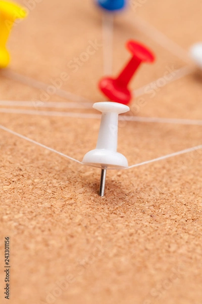 Fototapeta pins connected creating a network