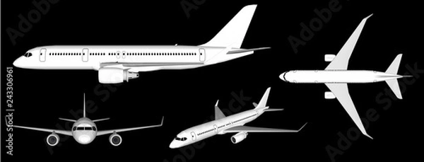 Obraz 3D white plane vector