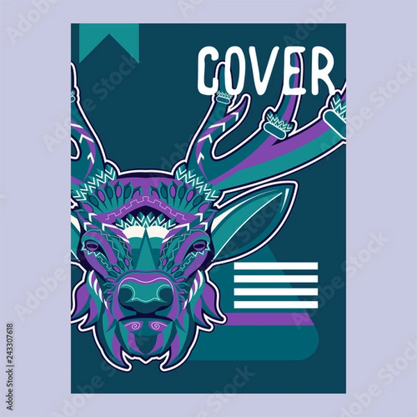 Obraz Vector color illustration of sitting deer - Vector