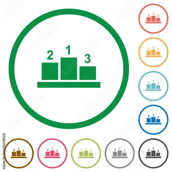 Fototapeta Winners podium with outside numbers flat icons with outlines