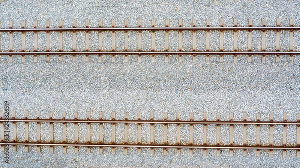Obraz Top view of railroad tracks and abstract background