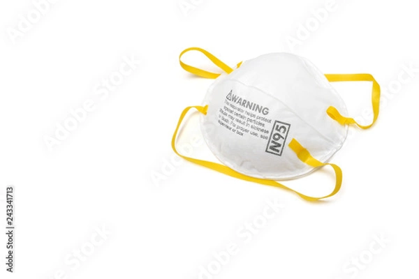Obraz protection factor for N95 Filtering face mask - text space - clipping path