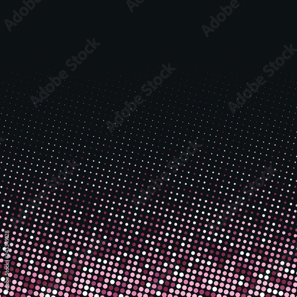 Fototapeta Vector abstract pink halftone pattern on black background. Rose luxury dotted design template