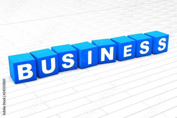 Fototapeta 3D rendered illustration of the word Business made of cubes.
