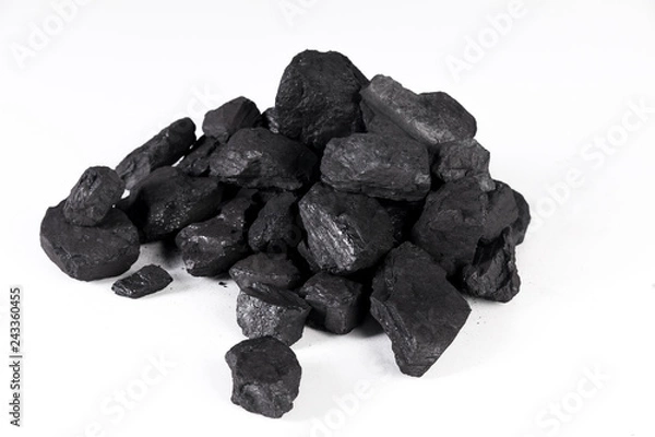 Obraz pile black coal isolated on white background
