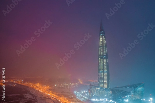Obraz Lakhta center skyscraper building St.Petersburg, Russia in the winter night