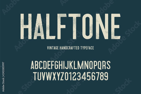 Obraz vintage ręcznie robiony krój z efektem półtonów. litery grunge. ilustracji wektorowych