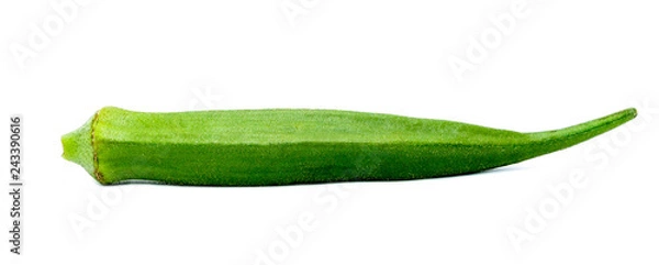 Fototapeta Green fresh okra isolated on white background. File contains with clipping path.