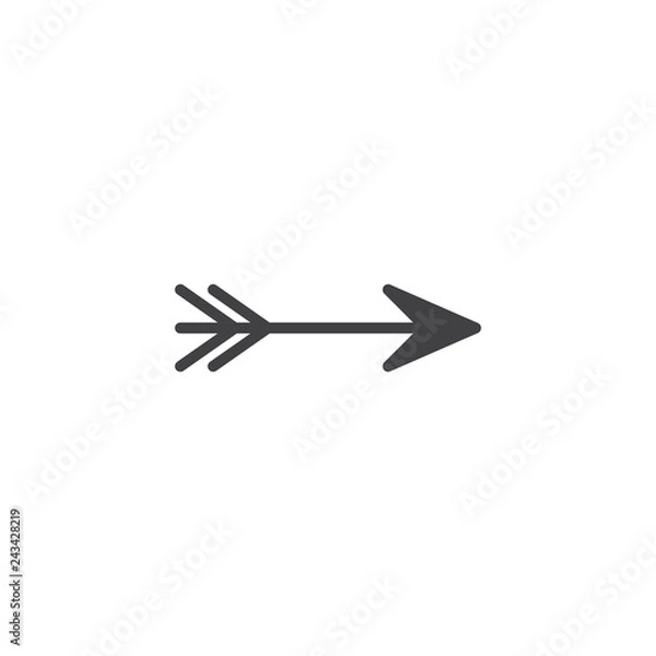 Fototapeta Archery arrow vector icon. filled flat sign for mobile concept and web design. Right direction arrow bow simple solid icon. Symbol, logo illustration. Pixel perfect vector graphics