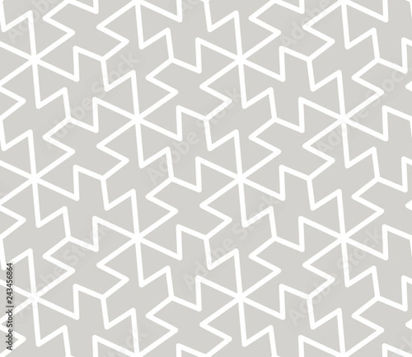 Fototapeta Abstract simple geometric vector seamless pattern with white line texture on grey background. Light gray modern wallpaper, bright tile backdrop, monochrome graphic element