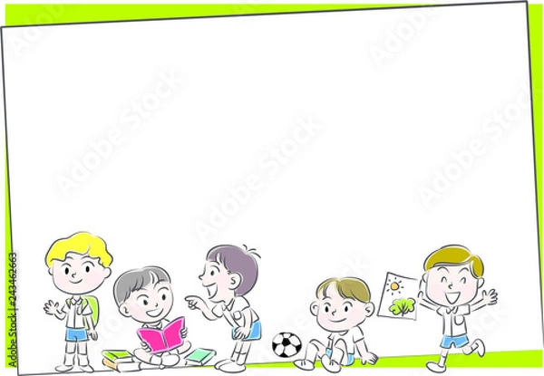 Obraz school kids with border