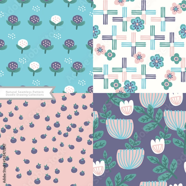 Obraz Abstract Seamless pattern, doodle art print, natural pattern, colour background, nature decoration collection