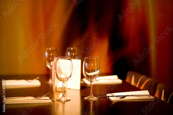 Obraz restaurant table for four with flame background