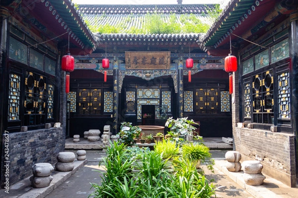 Fototapeta Sierpień 2013 - Pingyao, prowincja Shanxi, Chiny - Jeden z dziedzińców Ri Sheng Chang, najstarszego banku na świecie w starożytnym mieście Pingyao. Pingyao jest wpisane na Listę Światowego Dziedzictwa UNESCO