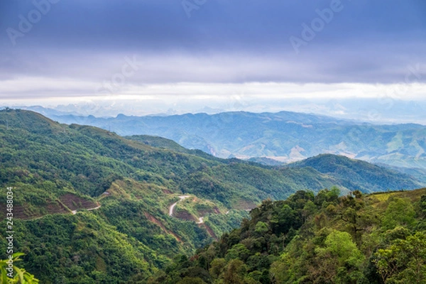 Obraz Mountain with sky scenery between the way