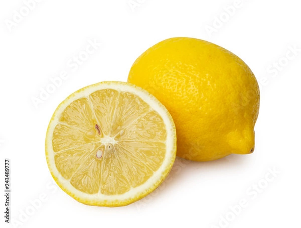 Fototapeta lemon fruit slice isolated on white background.