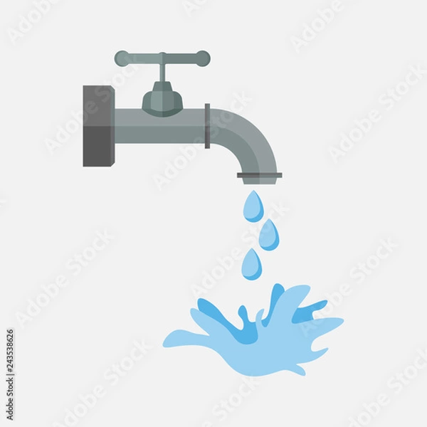 Fototapeta tap water with dripping water, old tap, leakage in the water pip