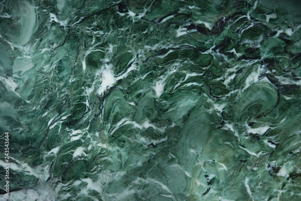 Fototapeta Awesome background of green natural stone marble with a white pattern, called Verde Venezia