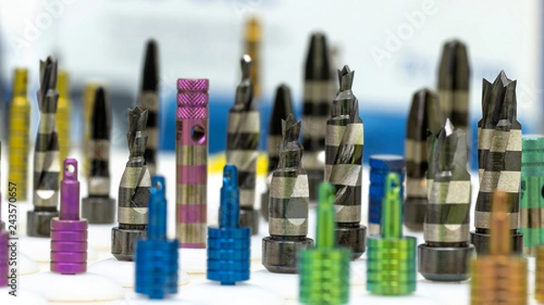 Obraz Clouse up of drills with cutters for milling