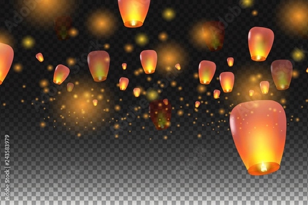 Obraz Lanterns isolated on transparent background.