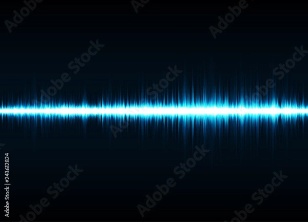 Fototapeta Sound wave vector background. Blue digital equalizer