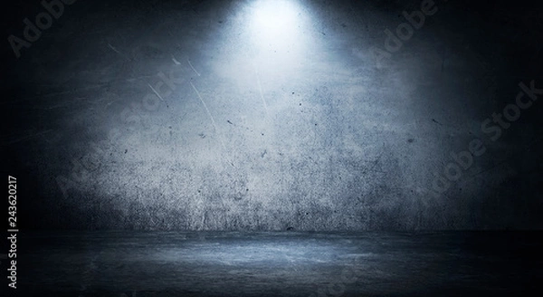 Fototapeta Empty black studio room. Dark background. Abstract dark empty studio room texture.  Product showcase spotlight background. Dark Studio Gallery