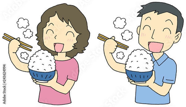 Obraz 山盛り　ご飯　男女