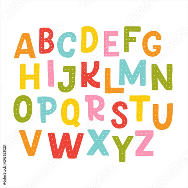 Fototapeta Cute hand drawn alphabet made in vector. Doodle letters for your design. Isolated characters. Handdrawn display font for DIY projects and kids design.
