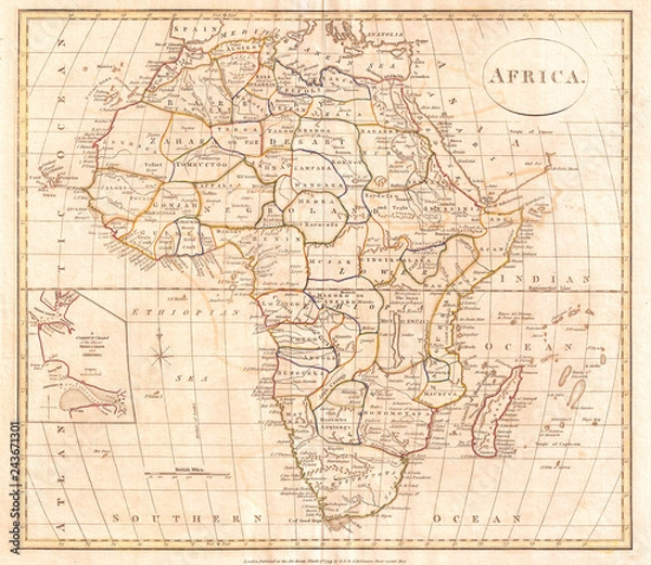 Obraz 1799, Clement Cruttwell Map of Africa