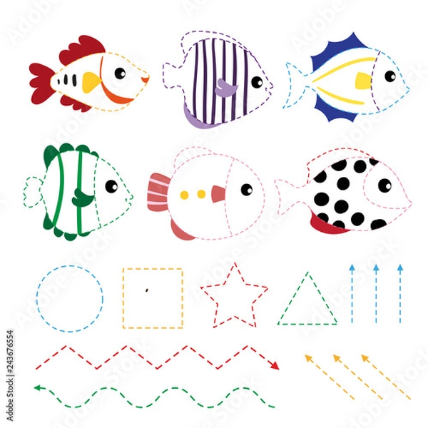 Obraz fish worksheet vector design